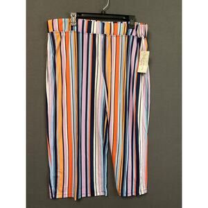 French Laundry Women’s XL Colorful Striped Pants Liquid Knit Pull On NWT